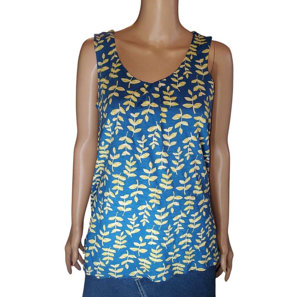 Seasalt Cornwall Trevalgan Organic Cotton Leaf Print Tank Top US 6 UK 10